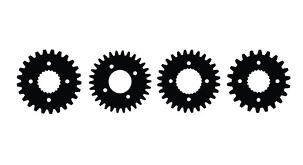 Four black gear wheels for engineering concept