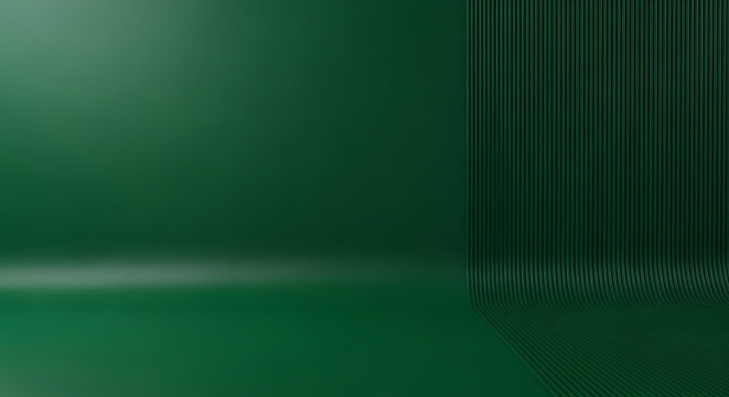 Abstract green background with vertical lines and reflection