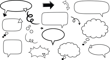 Naklejka premium Hand drawn speech bubbles and thought bubbles collection
