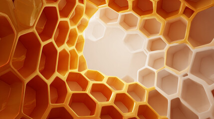 Abstract white and yellow geometric hexagon honeycomb pattern background