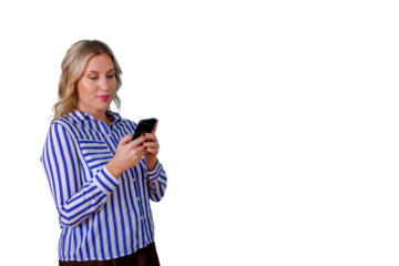 Woman texting phone, communicating online, using mobile technology for social networking and digital connection