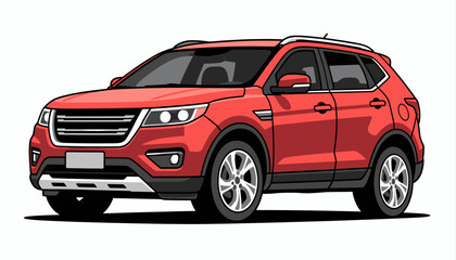 Red SUV vector illustration, modern style, isolated on white