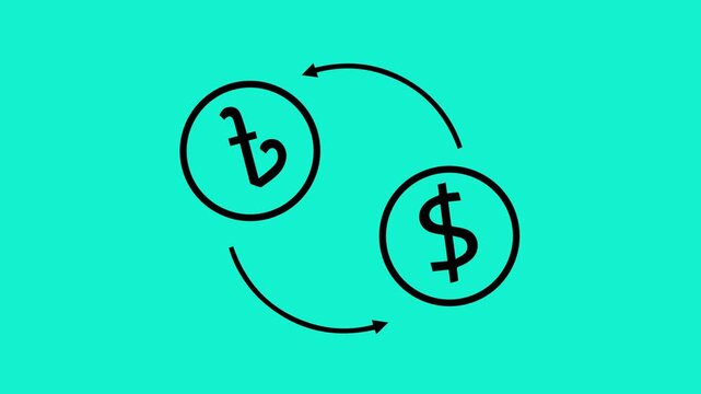 Taka and dollar currency exchange, financial concept isolated on transparent background