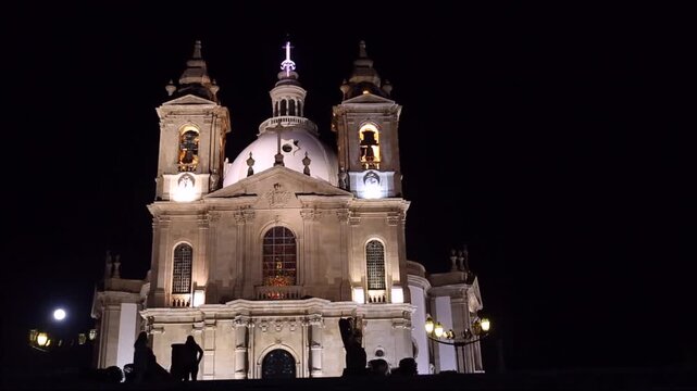 Church of Sameiro in Braga, at night. Portugal