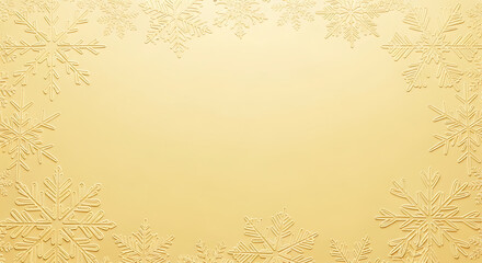 A pale yellow background with embossed snowflake patterns forming a border