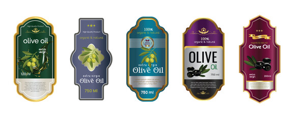 Olive oil labels bundle set vector design