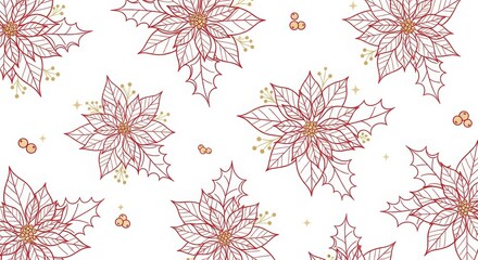 Elegant poinsettia pattern creates a festive holiday mood perfect for backgrounds