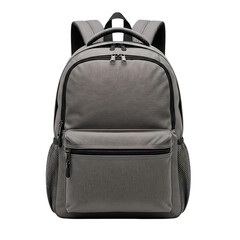 Naklejka premium Contemporary gray backpack with minimalist aesthetic, offering practical storage and comfortable carrying, ideal for daily commutes and adventurous journeys