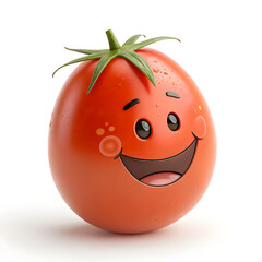 Cheerful tomato character with a bright smile, perfect for health campaigns, children's content, and promoting healthy eating habits with a fun twist