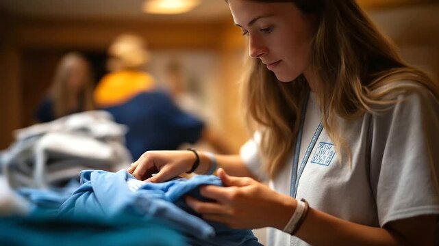 Student hands preparing for mission trip packing supplies faces not shown campus ministry service young adult mental wellness faith community adventure with copy space