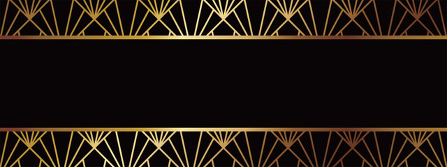 高級感のあるアールデコ模様のバナー　ブラック＆ゴールド