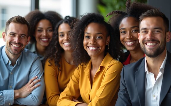 Group of successful multiethnic, diverse entrepreneurs and business people achieving goals together. High quality