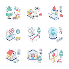 Take your hands on this amazing christmas isometric illustrations