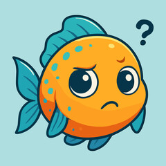 Cute orange fish shows visible confusion icon
