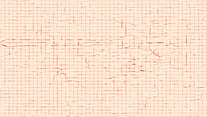 Distorted red grid pattern on cream background