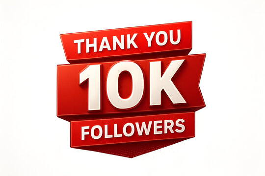 Thank you 10k followers red ribbon banner design social media achievement celebration community milestone marketing design template