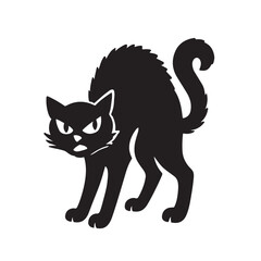 Obraz premium Black Cat Silhouette with Arched Back and Angry Face