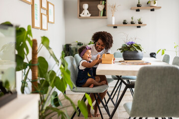 Mother and daughter enjoying time together at home