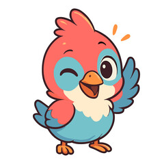 A friendly cartoon bird waving with happiness