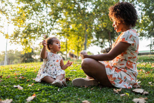 Mother and child enjoying outdoor time in nature
