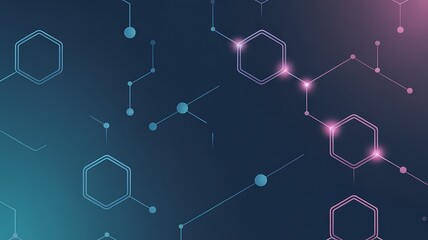 Abstract technological network background with connected hexagons.