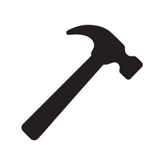 Black Silhouette of a Claw Hammer Tool white background