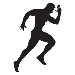 Silhouette of a Male Runner in Mid- Stride running