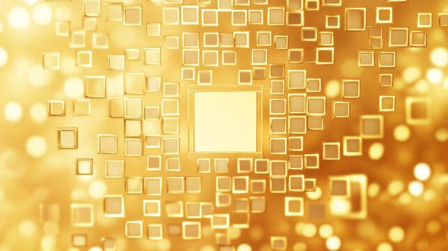 Abstract golden circuit board background with empty square chip space