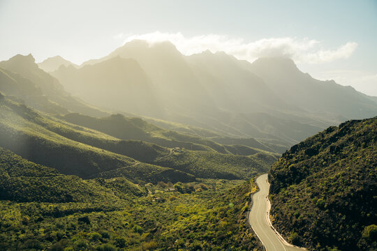 Scenic mountain view in Gran Canaria at sunrise
