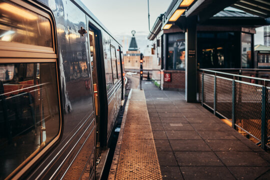New York City Subway Station in Manhattan at Dusk