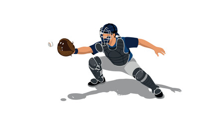 Obraz premium Catcher in motion: dynamic baseball action scene with modern style