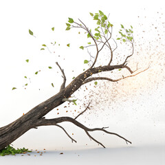 Striking tree disintegration, symbolizing environmental issues and resilience