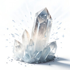 Stunning quartz crystals radiating light, perfect for healing and meditation themes