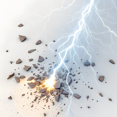 Stunning lightning strike shatters rocks, creating dynamic energy and destruction