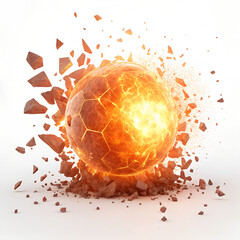 Fiery orb exploding with intense energy, dramatic visual for powerful impact