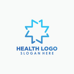 star and health logo design template, medical icon design concept