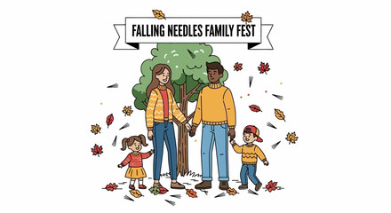 Autumn Family Fun Illustration \