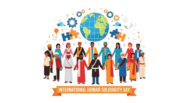 International Human Solidarity Day concept showing diversity and unity across the globe