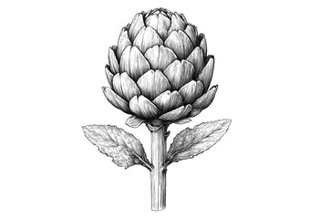 Artichoke, organic vegetable, sketch. Vintage retro print, artichoke food, botanic ink style drawing, linear drawing, engrave old school. Sketch artwork silhouette artichoke. Illustration