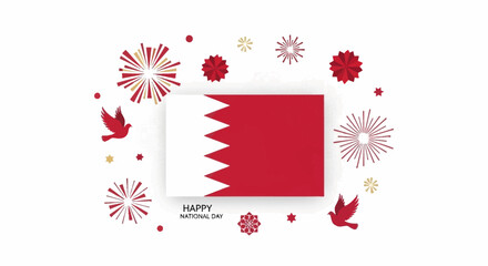 Bahrain National Day Celebration Festive Design with Flag and Decorative Elements
