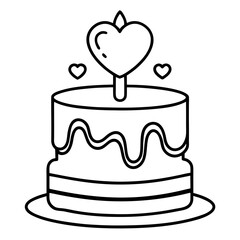 Heart Cake Line Art