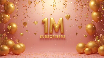 Celebrate a Milestone: One Million Subscribers - Festive Celebration with Balloons