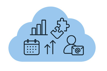 Cloud computing services and data management concept with business icons