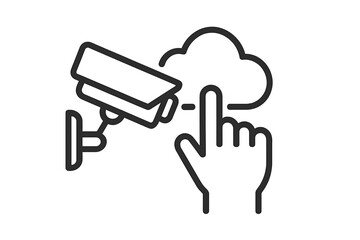 Security camera surveillance system connected to cloud storage controlled by pointing hand gesture