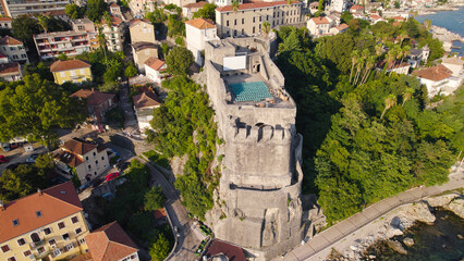 Fototapeta premium Drone Aerial View of Forte Mare Fortress Herceg Novi Montenegro