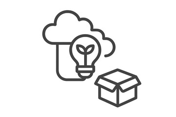 Cloud computing idea delivery and sustainable packaging concept icon representing innovation and eco-friendly logistics solution