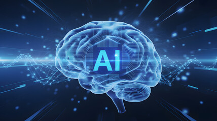 Cutting-edge AI brain interface visualization for technology, innovation, and futuristic concepts, showcasing neural networks and advanced digital intelligence solutions