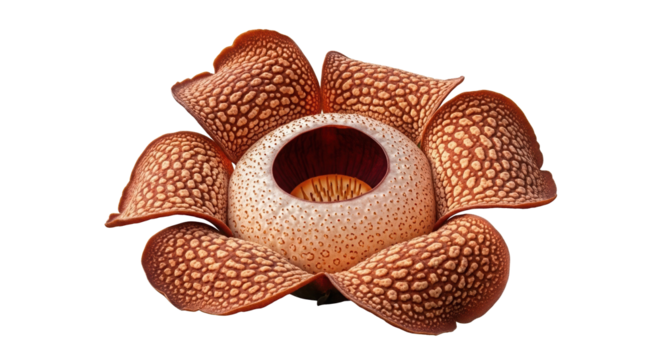 Giant Rafflesia Flower with Textured Petals and Central Hole.