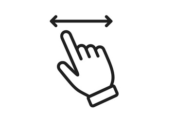 Obraz premium Hand pointer performing a horizontal drag gesture with double-sided arrow icon for resizing interface elements