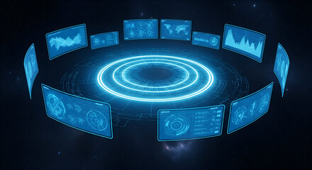 Futuristic Data Display in Orbit